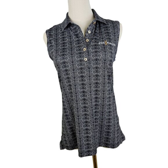 Peter Millar The Players Sleeveless Polo Shirt Small Black White UPF 50+ - Picture 2 of 7